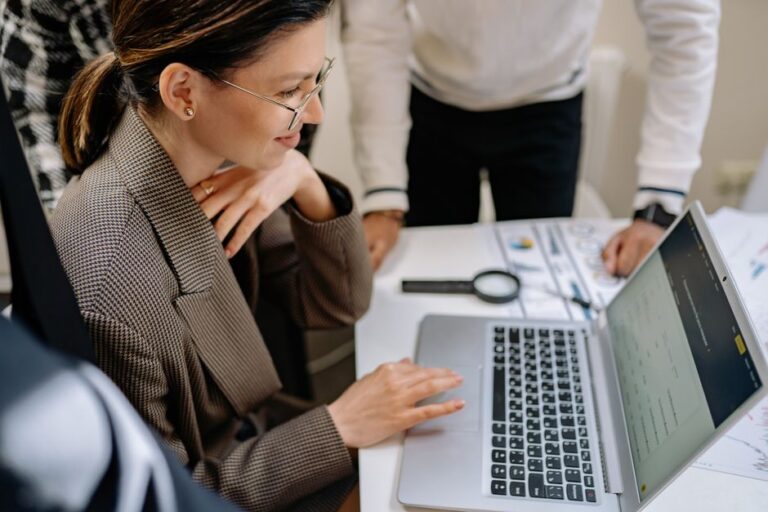 businesswoman working on laptop